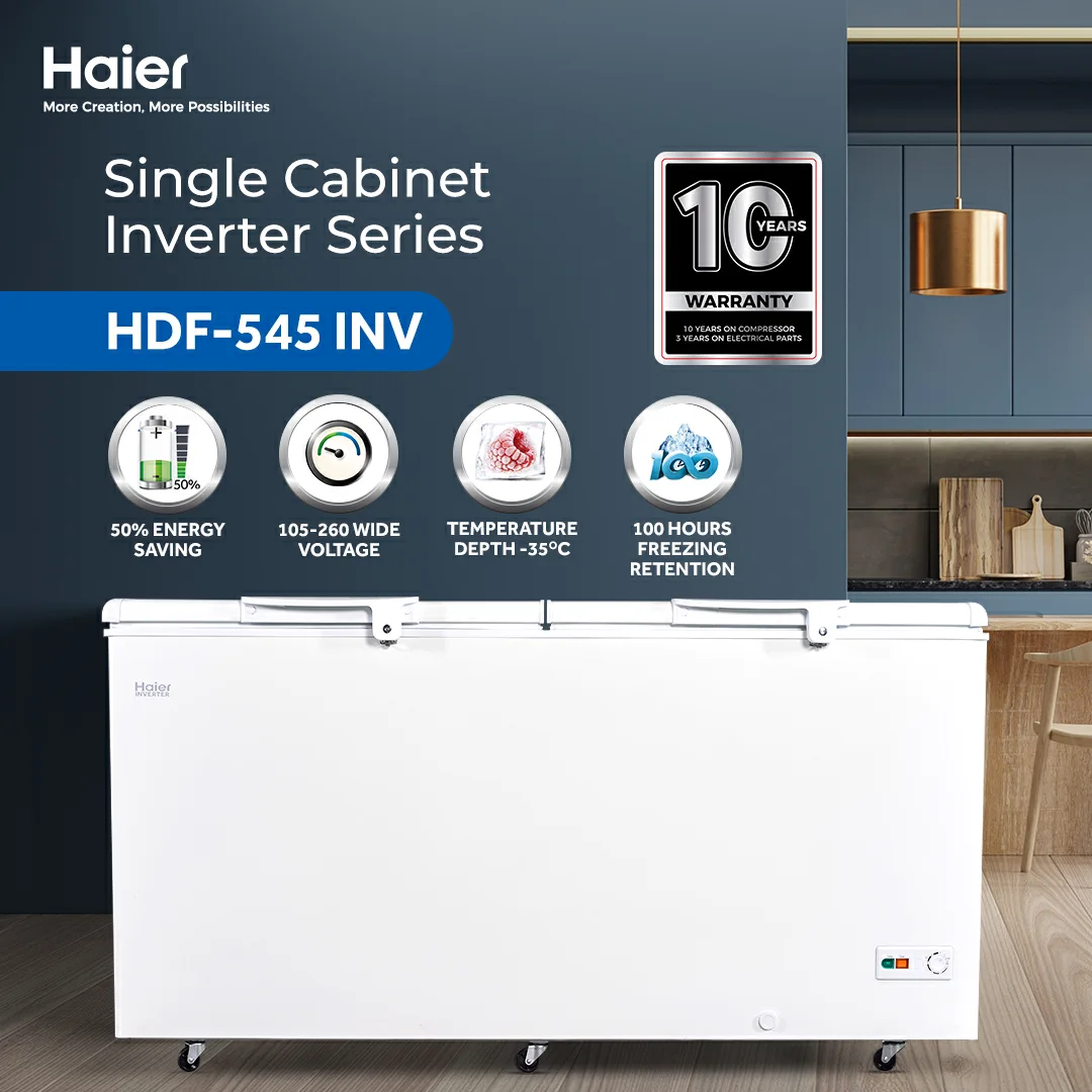 Haier HDF-545 INV 19.2 CFT Inverter Double Door Deep Freezer