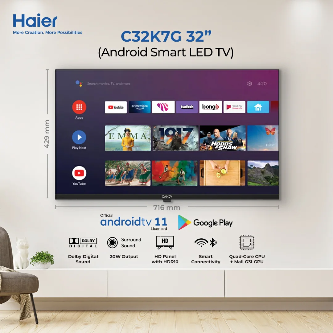 Haier Candy C32K7G 32 Inch Android Smart LED TV