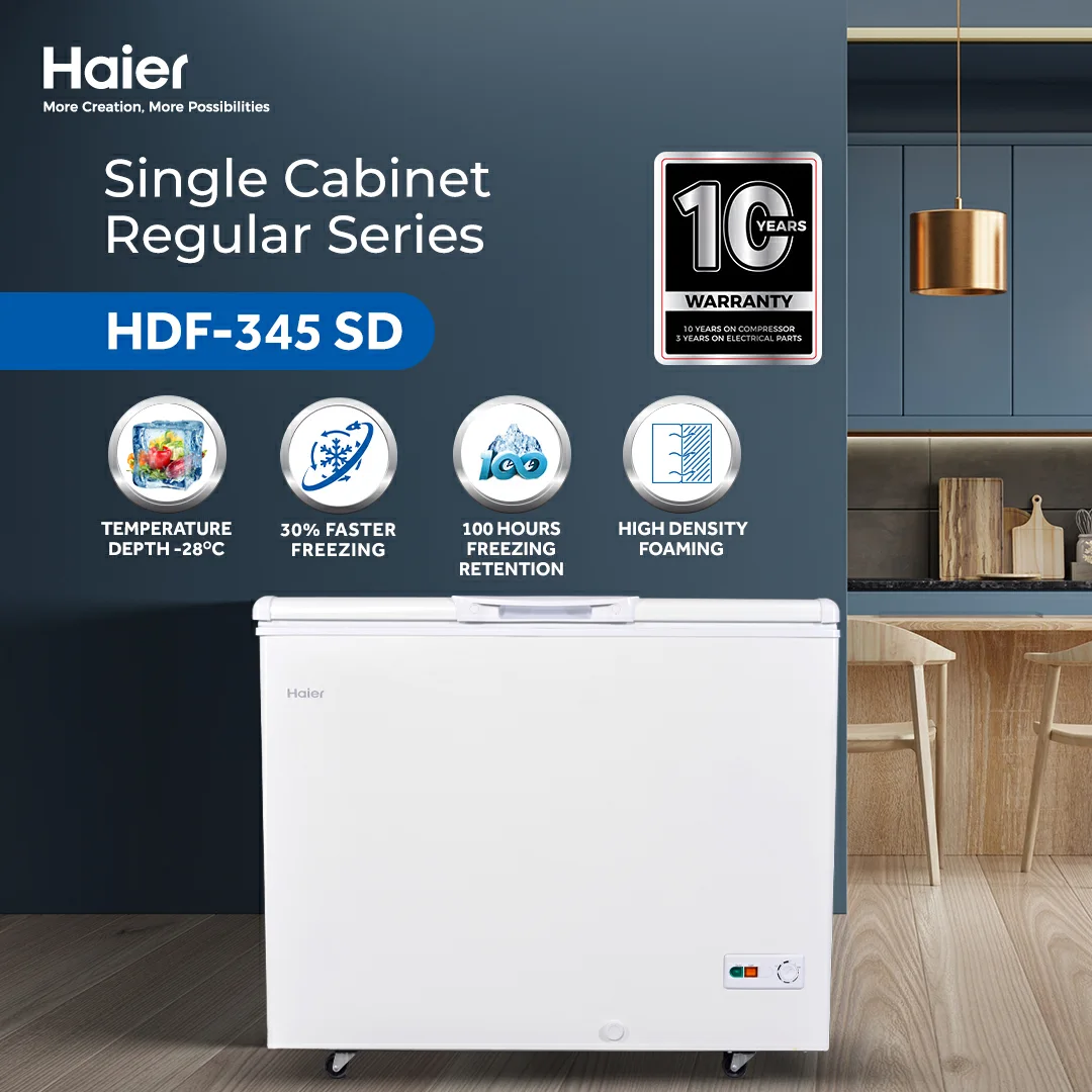 Haier HDF-345 12 CFT Single Door Deep Freezer