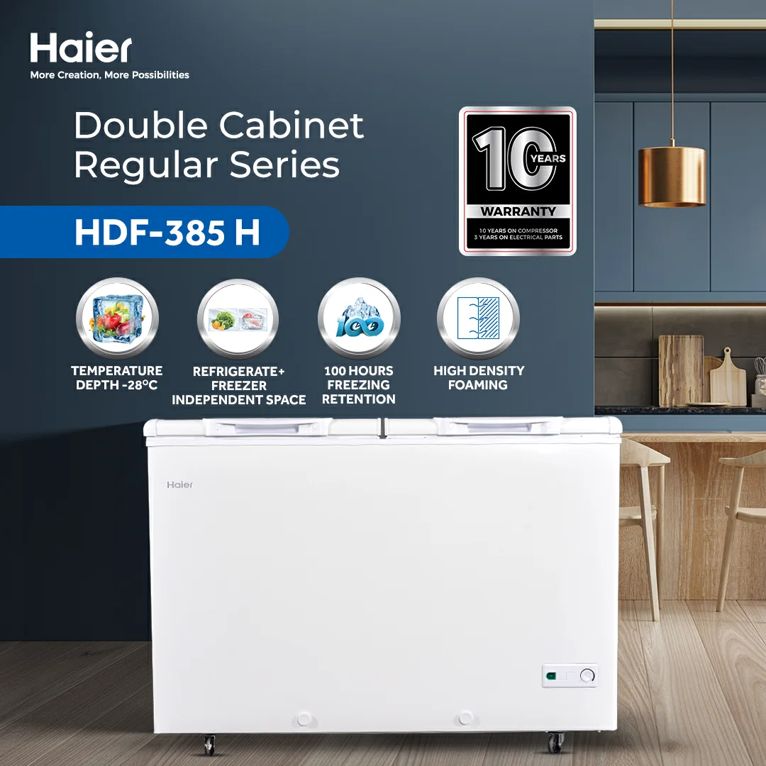 Haier HDF-385 13.6 CFT Double Door Deep Freezer