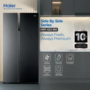 Haier HRF-622IBS 22 CFT Side by Side Digital Inverter Refrigerator