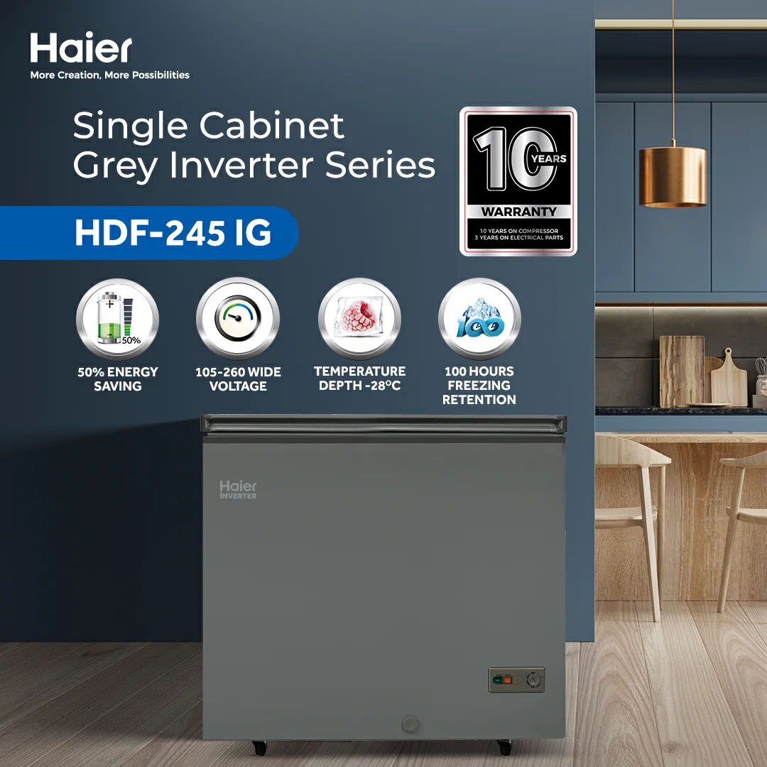 Haier HDF-245 IG Inverter Series Single Door Deep Freezer