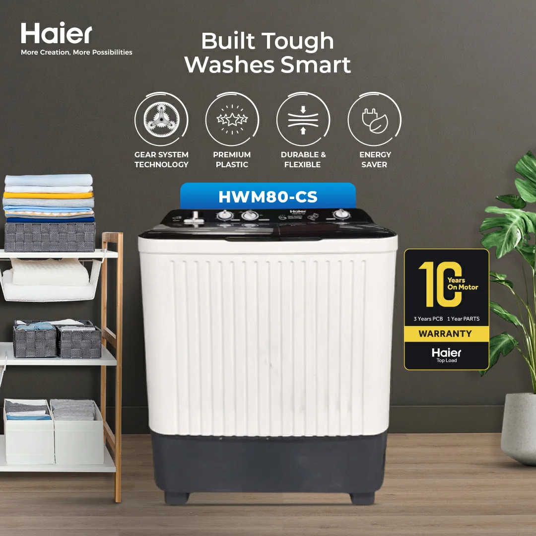 Haier HWM 80-CS 8KG Semi Automatic Twin Tub Washing Machine