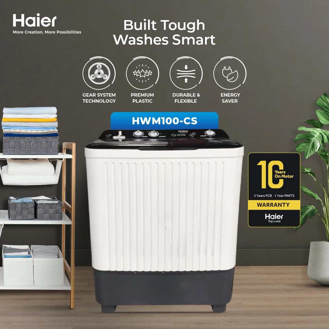 Haier HWM 100-CS 10KG Semi Automatic Twin Tub Washing Machine
